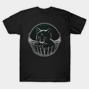 Cute Kitten In A Basket T-Shirt